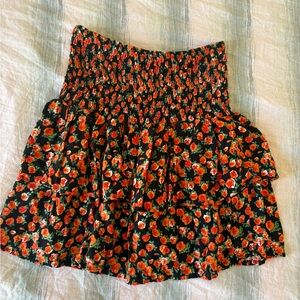 Floral Black and Red Women's Skirt